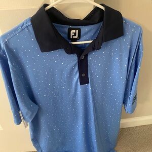 FootJoy Light Blue Golf Polo with White Dots